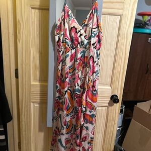 Size L‎ She + Sky Colorful Abstract Maxi Dress